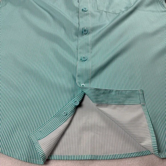 Dixxon Men's Benny Short Sleeve Button Up Shirt Microstripe Tiffany‎ Blue Medium - Picture 10 of 11